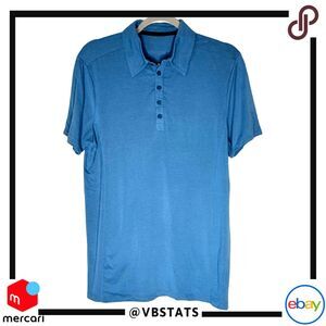 Hylete Men's‎ Icon II Quad Blend Short Sleeve Athletic Polo Shirt Blue Sz Medium